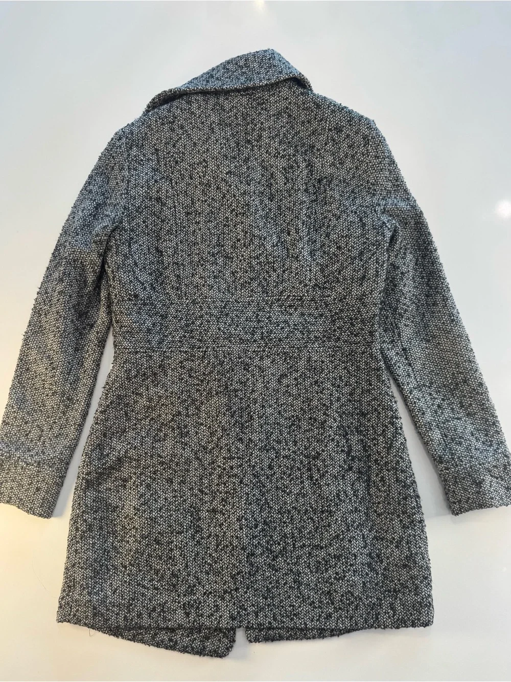 Cynthia Rowley Black & White Tweed Pea Coat with Zip Accents - Picture 5 of 8